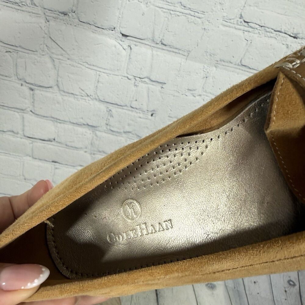 Cole Haan Tan Suede Loafers Women Size 7 Slip On Moc Toe Driving Flats - Picture 11 of 14